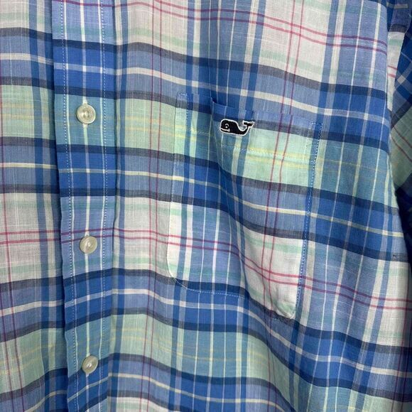 Vineyard Vines Shirt Mens L Blue Plaid Classic Tucker Button Down Preppy Coastal - Picture 4 of 8